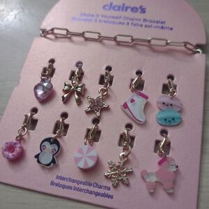 Kawaii Y2k Winter Sweets Pink & Gold Mini Charm Set DIY Bracelet Kit